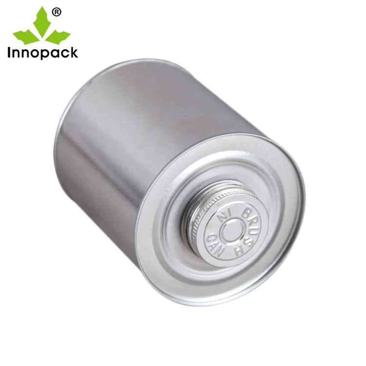 Custom Glue Tin Can With Brush Metal Adhesive Can for PVC Solvent Cement Package