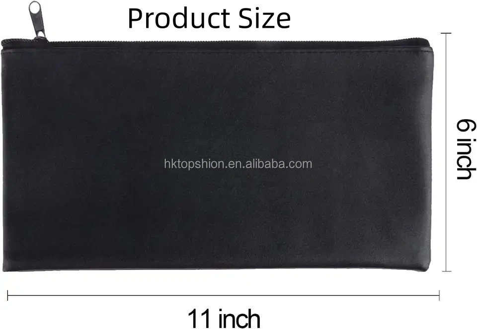 Custom Logo Zipper Bank Bags ,Money Pouch Bank Deposit Bag PU Leather Cash and Coin envelopes zipper