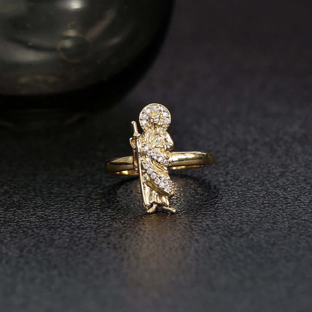 241274 высокое качество Oro 14k Оригинальное кольцо Девы Марии короны позолоченное религиозное для женщин