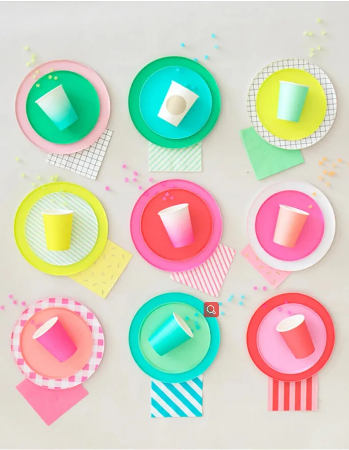 Elegant Pastel Color Paper Plates 9 Inch Green Blue White Silver Black Brown Pink Restaurant Paper Plate New With Cup