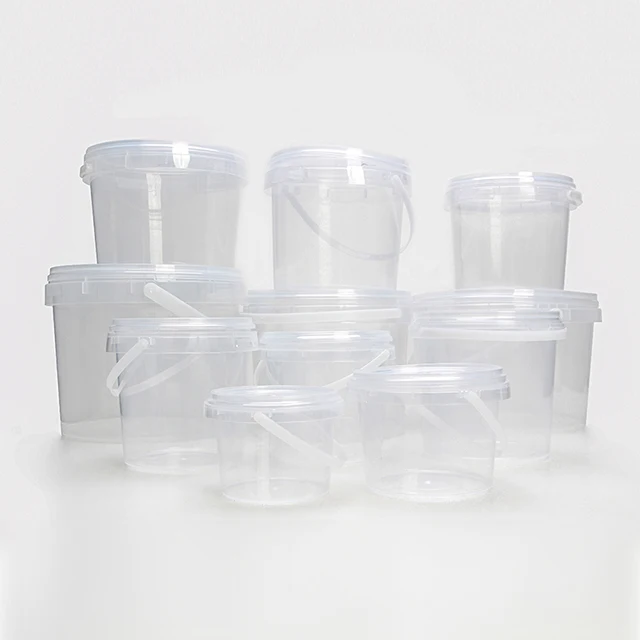 plastic ice bucket 32OZ 10oz 16oz25oz Plastic Drink Buckets Wholesale Disposable Fruits Container Clear Plastic Bucket With Lid