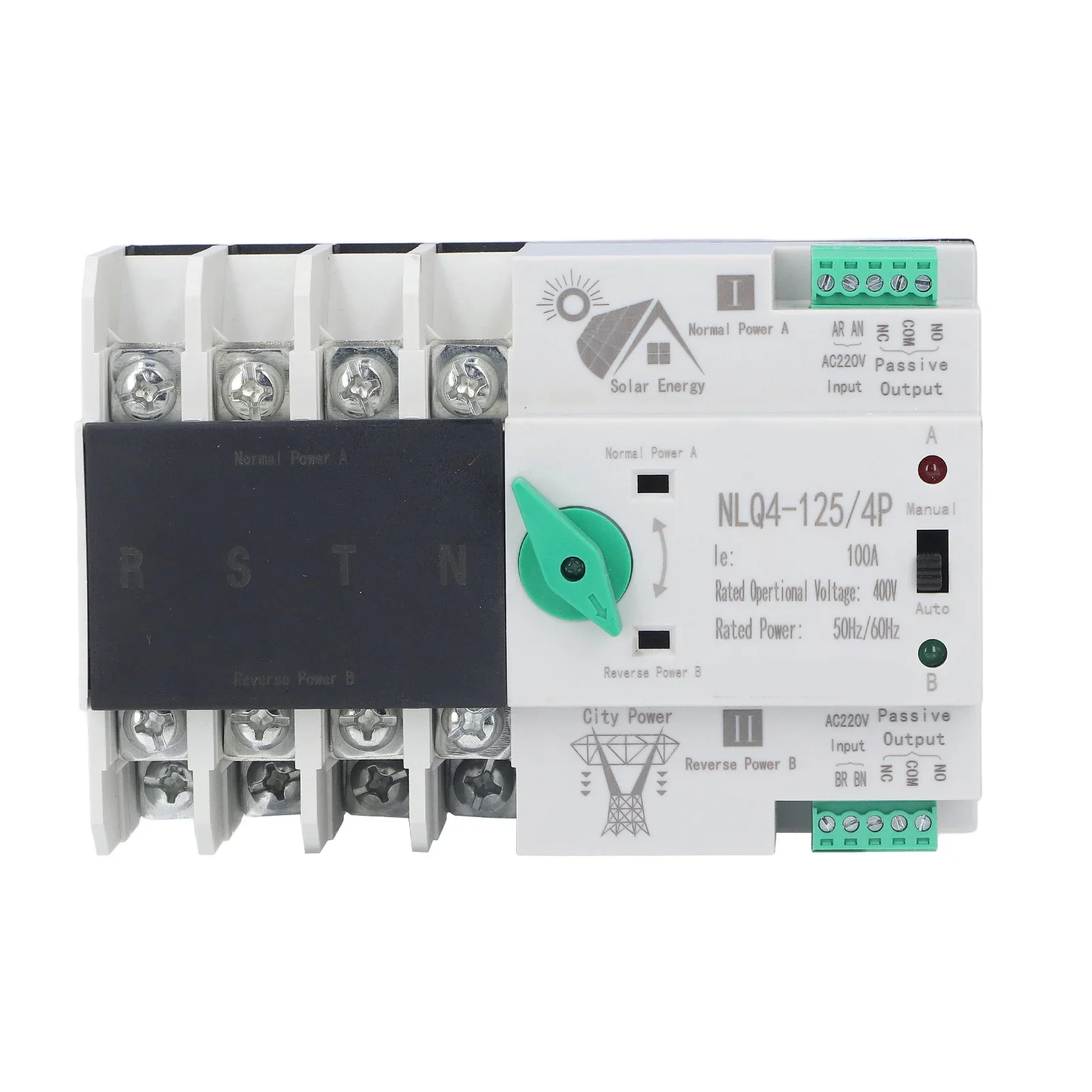 2P 3P 4P 63A 100A 125A 220V Din Rail Photovoltaic PV Solar Power Dual Power Automatic Transfer Switch ATS