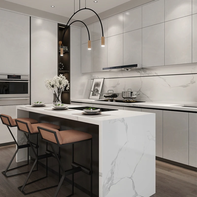 Modern White Kitchen Cabinet with Island