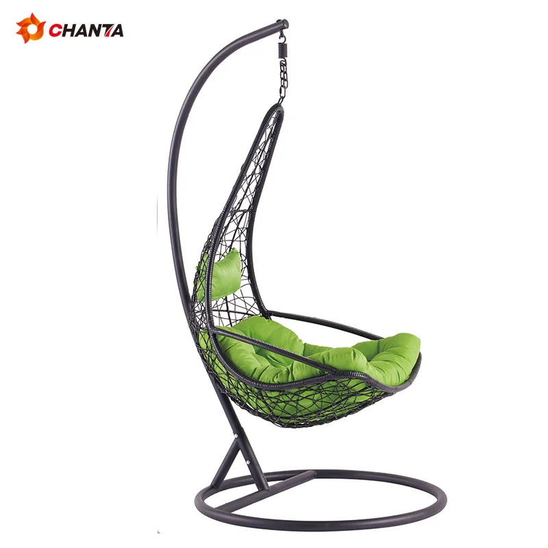 Wholesale Basket Steel Wicker Rattan Swing Seat Furniture Outdoor Patio Swing Chair Hanging Garden Swing Egg Chair With Stand