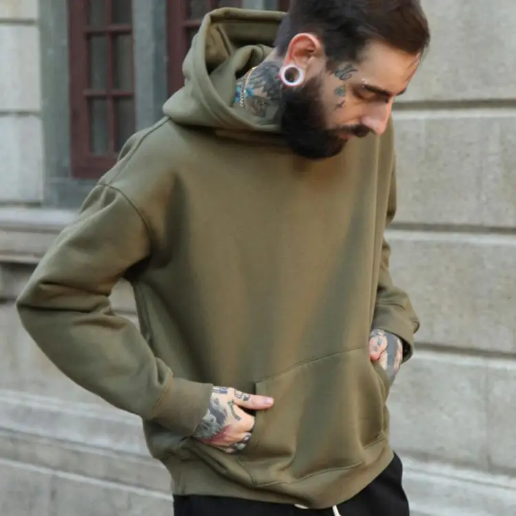 Manufactory Wholesale Custom Winter Thick Pullover Fleece  Loose Oversized Blank  Printing Logo Cheap  Hoodies Men