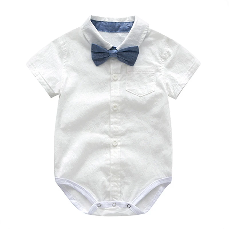 New Arrived British Style Cotton Children Clothes Summer Baby Boy Clothes Short Sleeve Romper Shirt Suspender Shorts Suit Sets