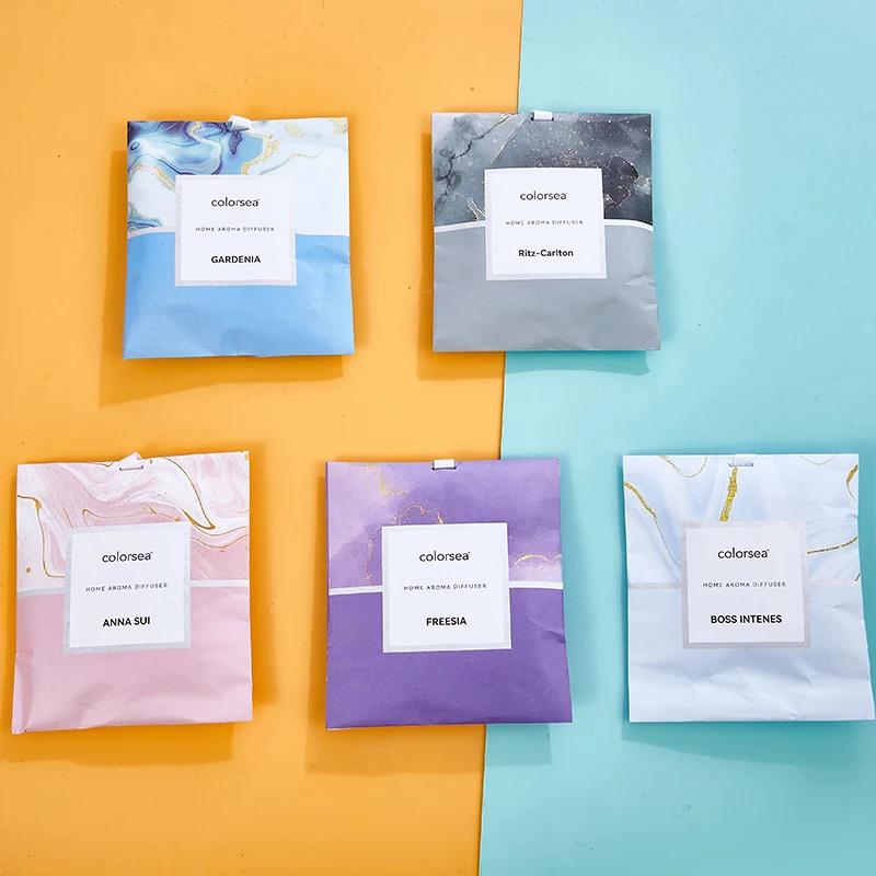 wholesale new 20g aroma Blue camellia vermiculite bathroom deodorization car air freshener clothes wardrobe scented sachet