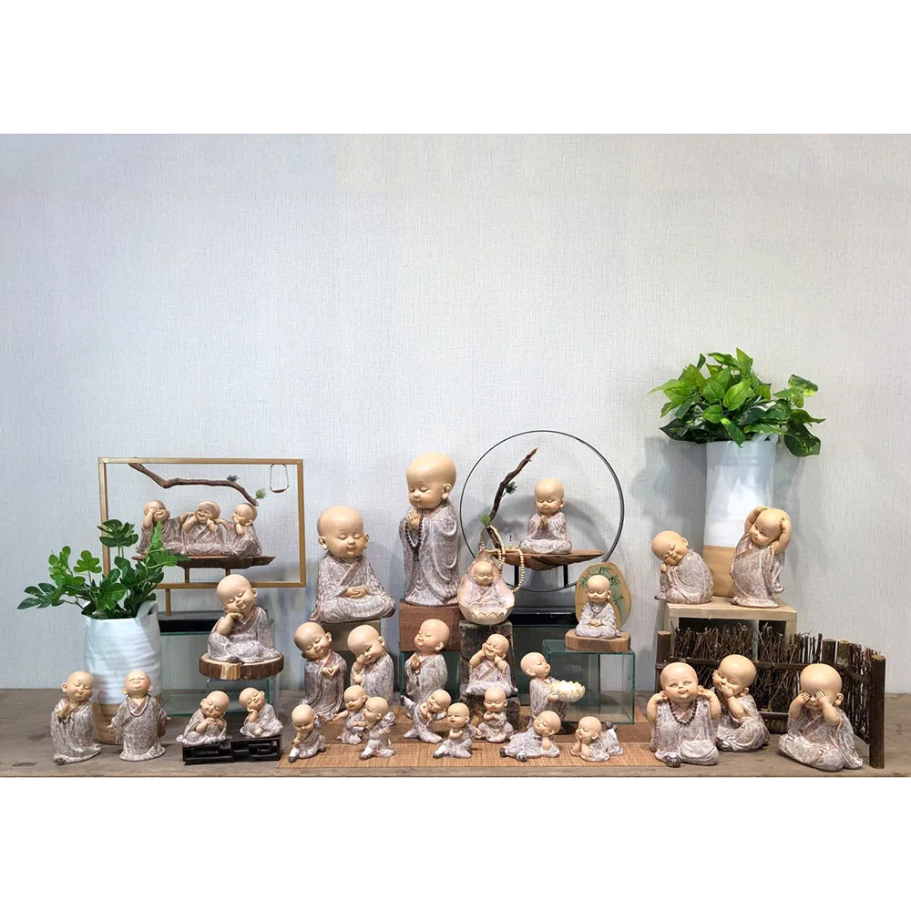 Creative Mini Meditation Sleeping Monk Zen Garden Table Decoration Hand Shape Resin Buddha Statue
