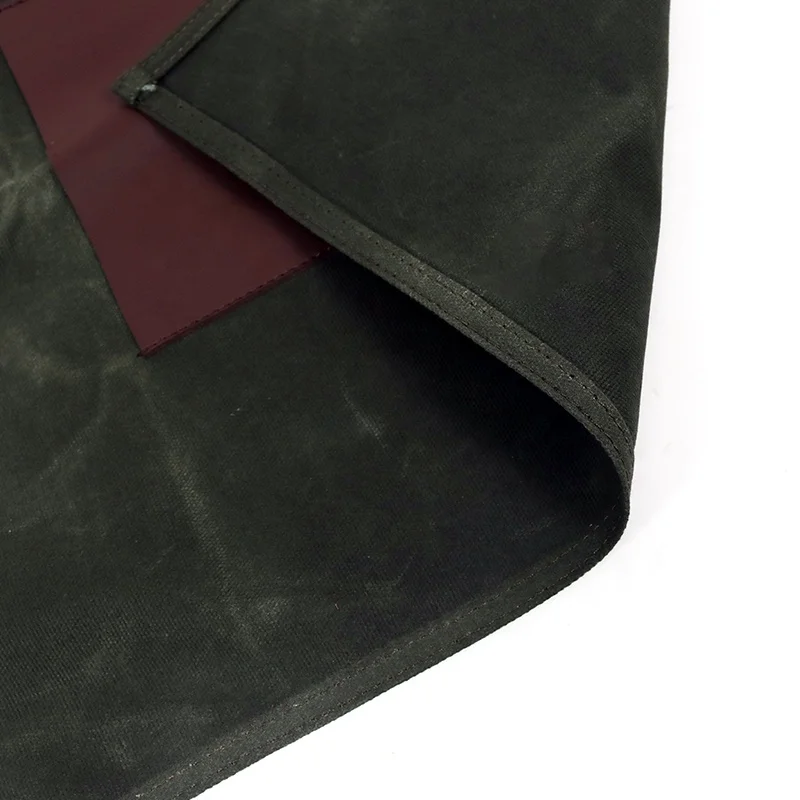 CHANGRONG Custom Leather Straps Waxed Canvas BBQ Work Apron