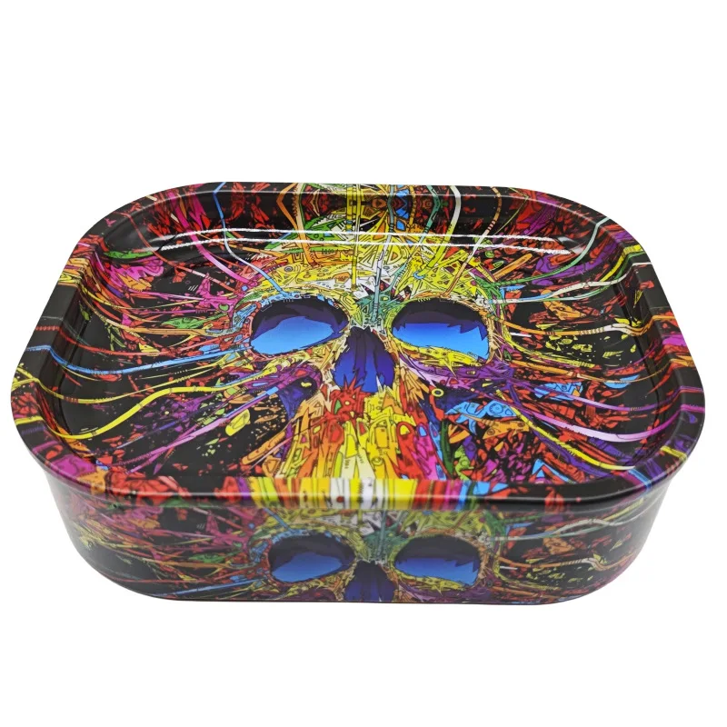 Custom printed tinplate with lid cigarette tray tobacco tray rolling paper trays storage box smoking accessories