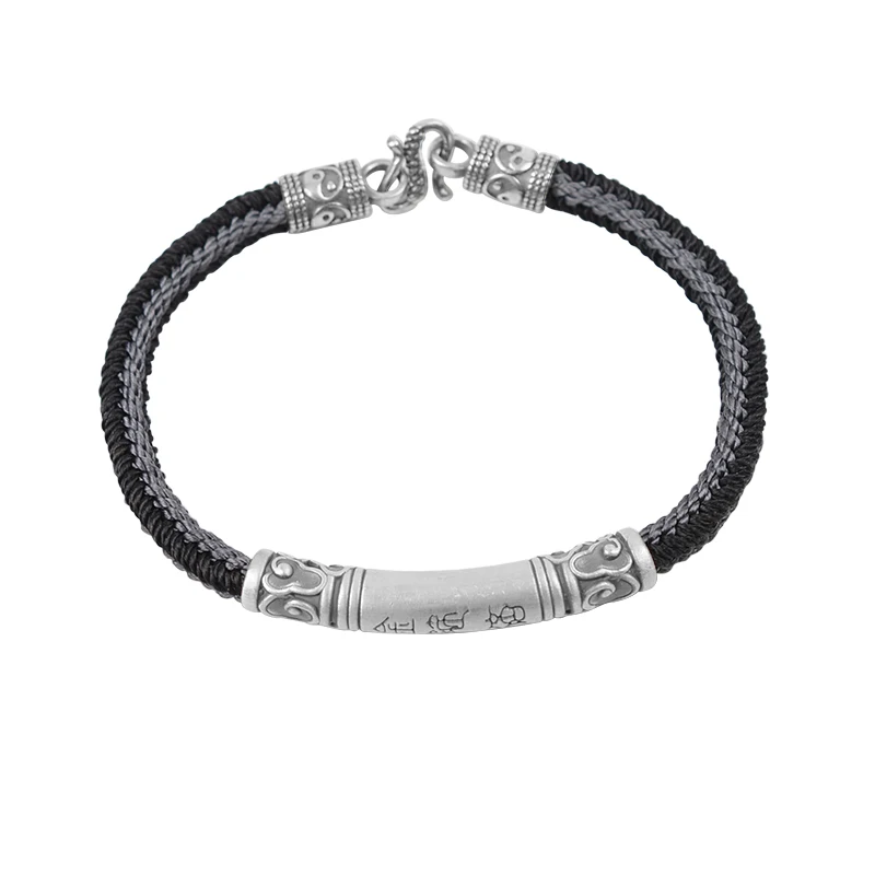 LONGJIE wholesales 925 silver accessory  handmade braided rope bracelet for men