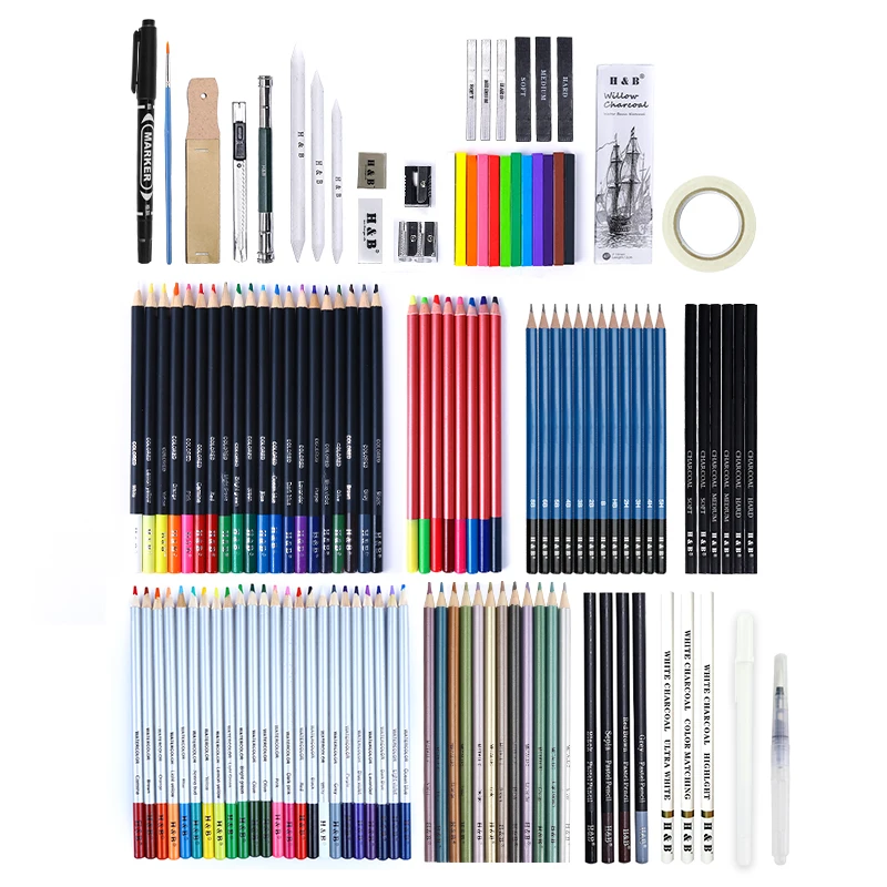 OEM Art Supplies 51/71/80/96/100/145 pieces Color Pencil Painting Color Lead Sketch Pencil Set Art Drawing Pencil Set For Art