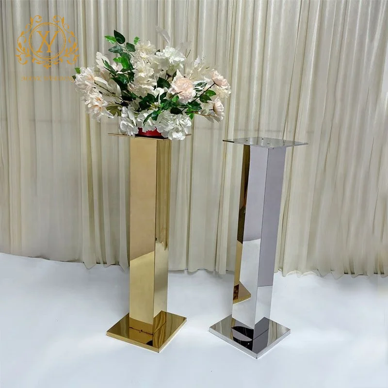 Wedding Flower Stand Column Stainless Steel Decorative Flower Stand For Wedding Center Hotel Table Wedding Road Guide