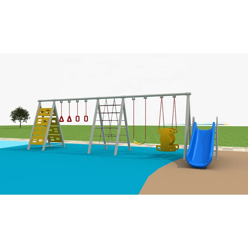 swing set children outdoor garden toys backyard playground wooden set slide water play area pastel playhouse