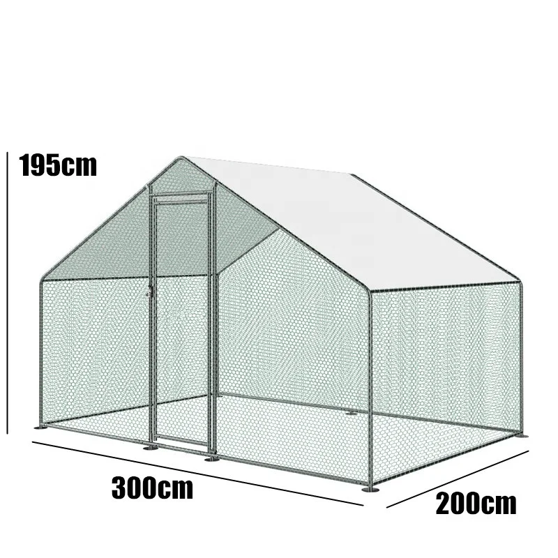 6m2 Large Walk In Chicken Run Animal Cage  Chicken Coop Run House Shade Cage 2x3m with Roof Cover Backyard