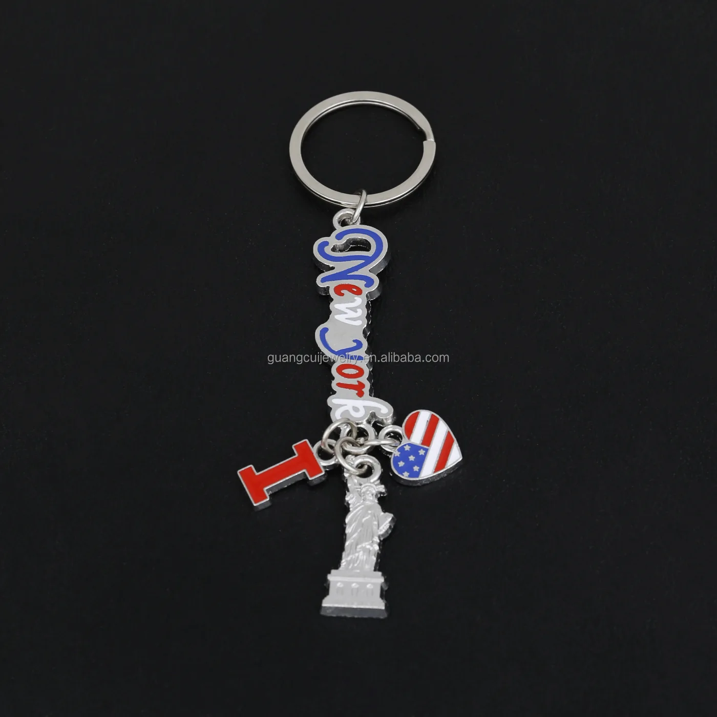 Custom design New York souvenir metal zinc alloy enamel city state shape keychain