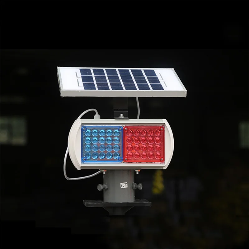 Solar Warning Lights Aluminum LED Strobe Flashing Light Bulb Double Side Red And Blue Signal lamp