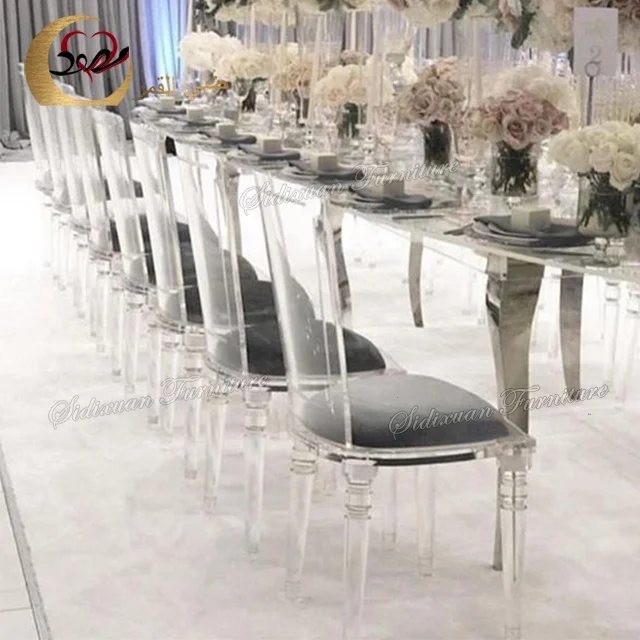 Modern outdoor hotel Dining Room cushion Clear Acrylic Wedding Chair