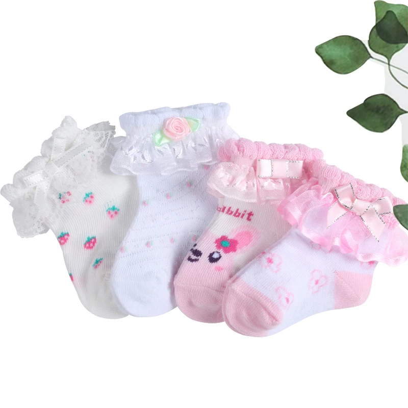 Wholesale cute baby girl lace stockings two pairs of comfortable baby decorative socks Newborn baby