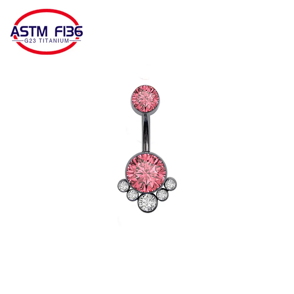 ASTM F136 Titanium Set Zircon/Opal Belly Button Ring Fashion Jewelry navel Piercing Jewelry Body Daith Piercing