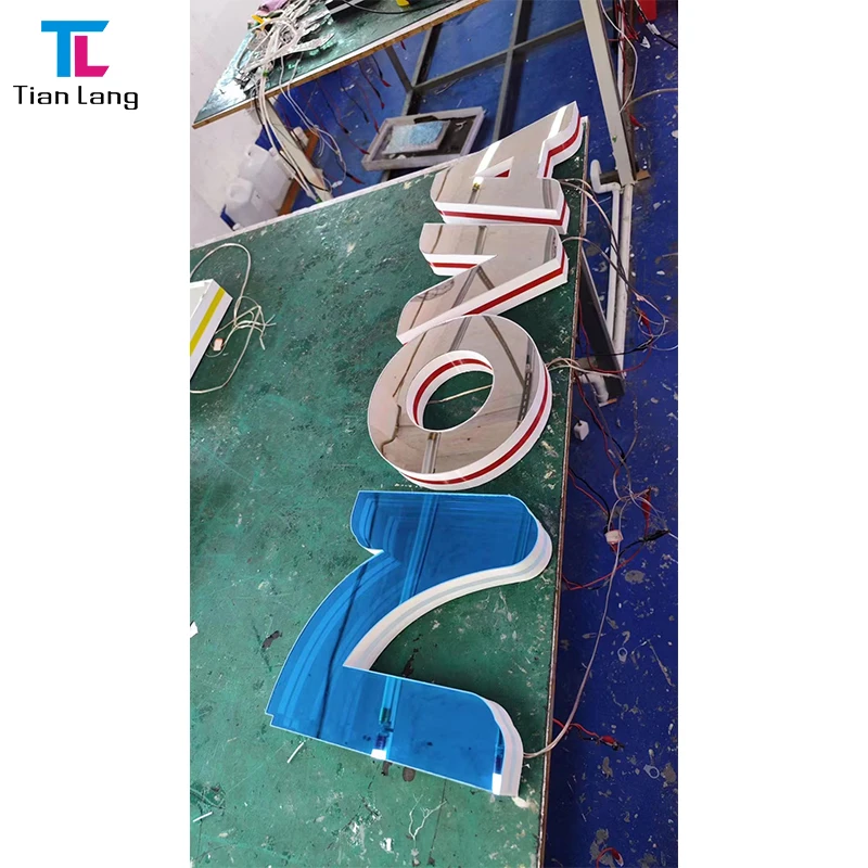 Custom led illuminated electronic sign advertising infinity mirror letters 3d acrylic logo business store front signage
