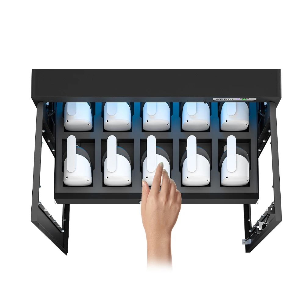 Chromebook 10 bays uvc cabinet Laptop charging cart charging trolley for school