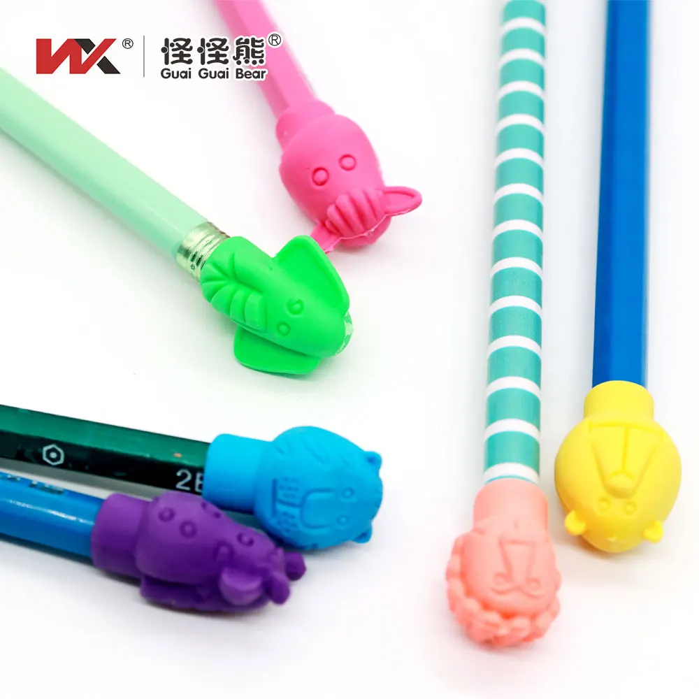 Animal head pencil cap cartoon giraffe lion fawn elephant bear tiger eraser student special factory direct sale
