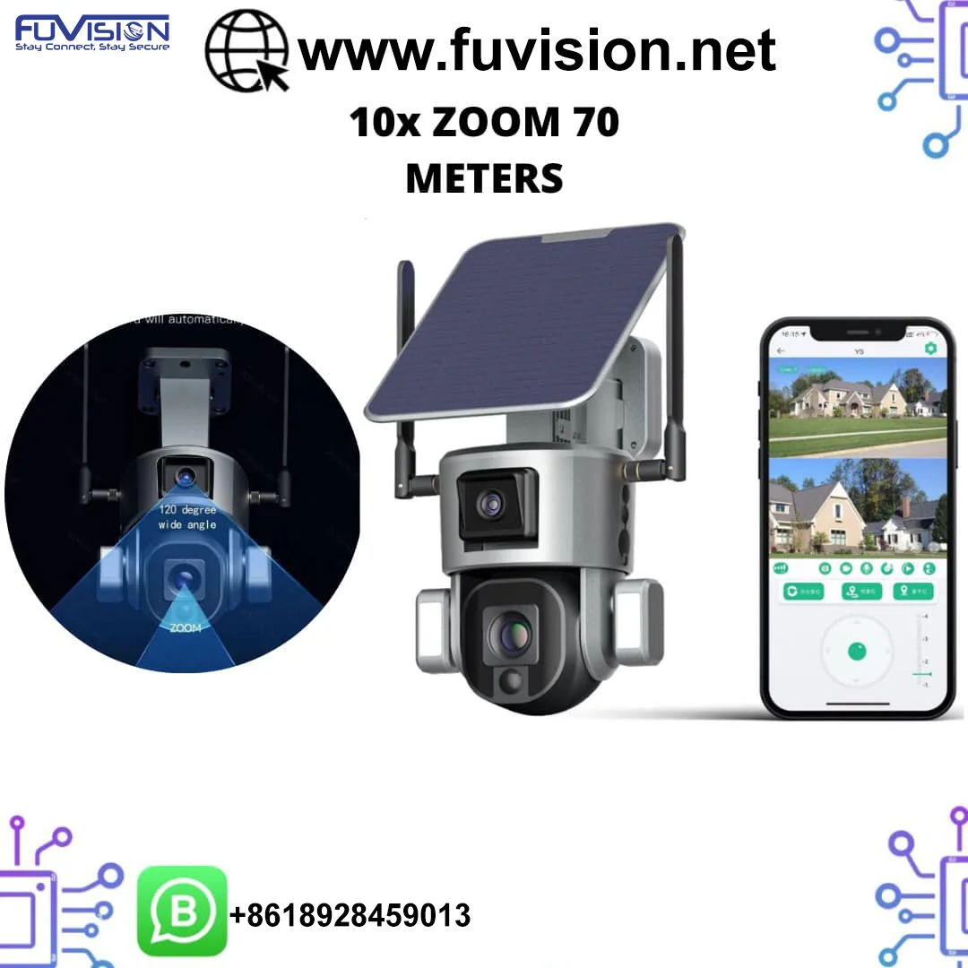 Hot Seller Dual Lens Solar Cameras with 20x Zoom IP PTZ Security CCTV System HD 1080P PIR Battery 360 Degree Outdoor Camera