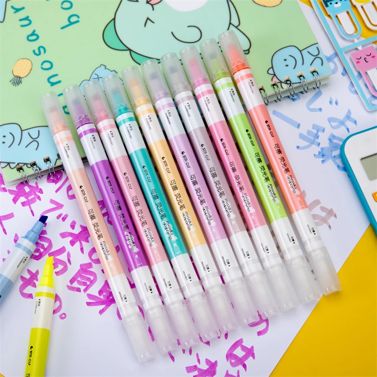 STA low odor multicolor fluorescent pastel erasable highlighter marker pen set