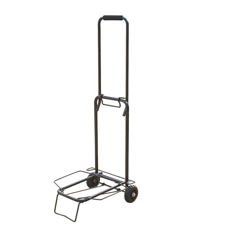 Factory Direct Black Steel Tube Mini Folding Luggage Trolley Transport Hand Cart