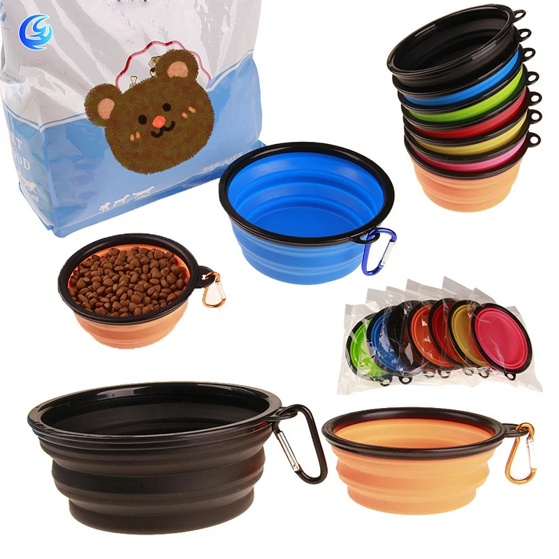 Hot Sale Free Sample Custom Foldable Pet Water Bowl Collapsible Slow Feeder Dog Bowl Silicone Travel Dog Bowl
