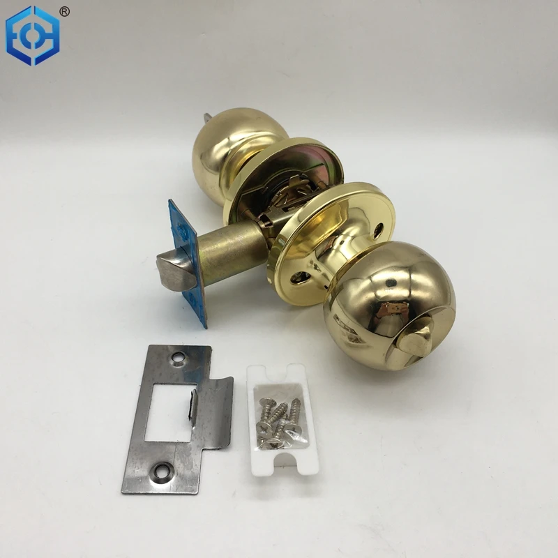 Golden Stainless Steel 201 Bedroom Entry Door Knob Lock with Key