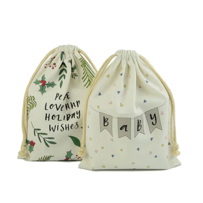 Маленькая льняная цветная хлопчатобумажная сумка на шнурке neno