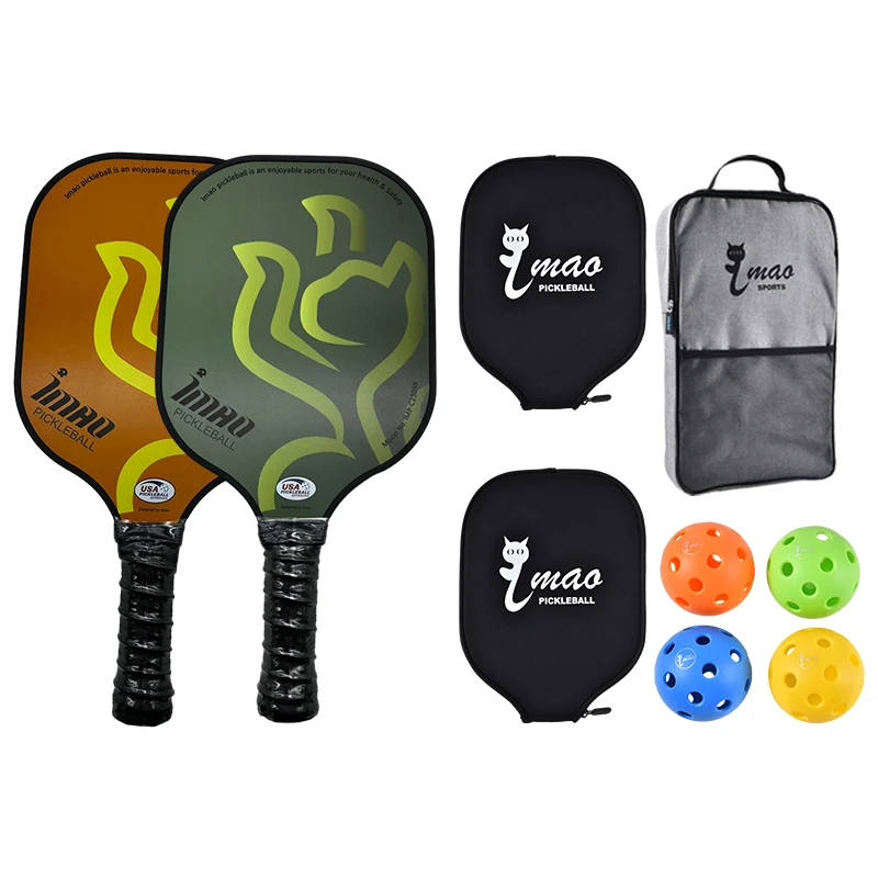 Best Selling USAPA Approved Polypropylene Honeycomb Carbon Fiber Thermoformed Pickleball Paddle With 12 Pickle Balls