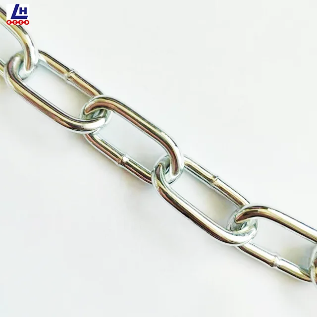 3mm~19mm Galvanized Q235 Q195 Welded Steel Link Chain Long Link Chain  Korean Standard Link Chain For Hanging Pet And Swing