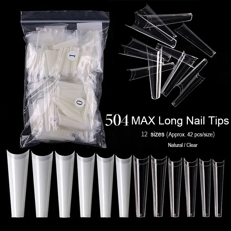 500 шт. XXL Длинные гроб искусственные ногти C изогнутой макс чистое натуральное маникюрный салон Советы для маникюра наращивание