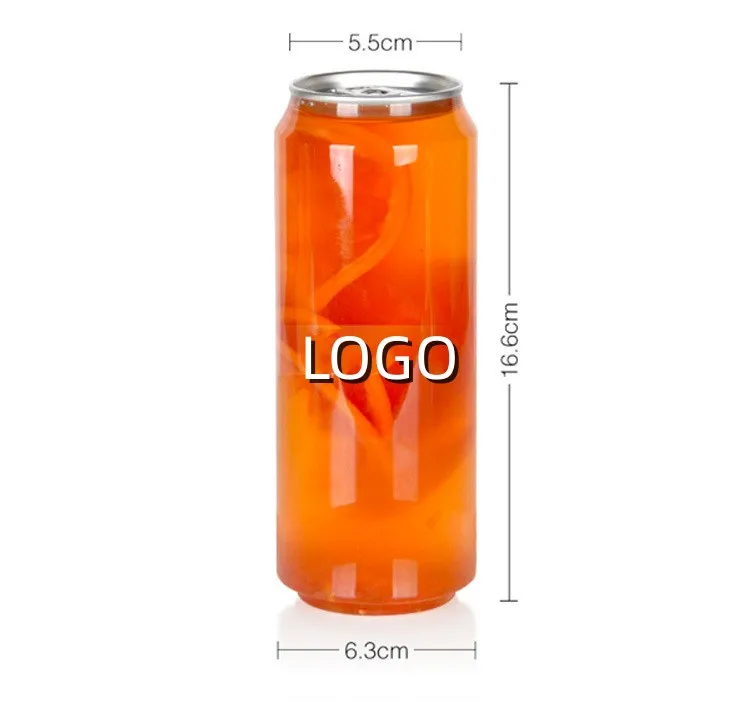 New Design Plastic Soda Cans 500ml Transparent PET Disposable Cup Beverage Cans