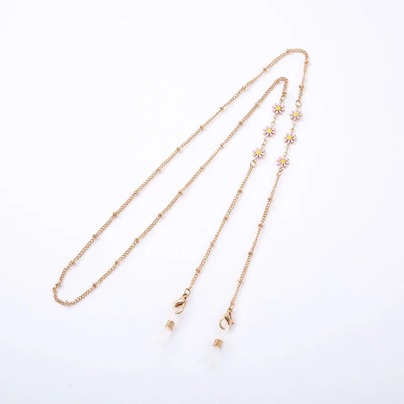 New Sunglass Frames String Strap Metal Eyeglass Retainer Eyewear Holder Fashionable Pearl Flower Metal Glasses Chain for Women