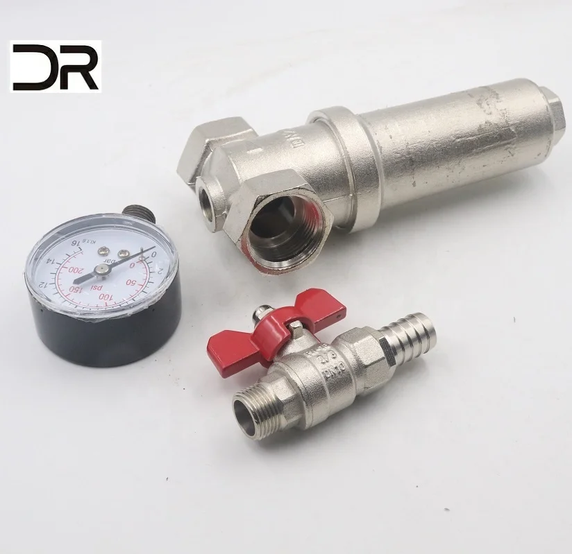 Forged brass strainer valve with hose ball valve