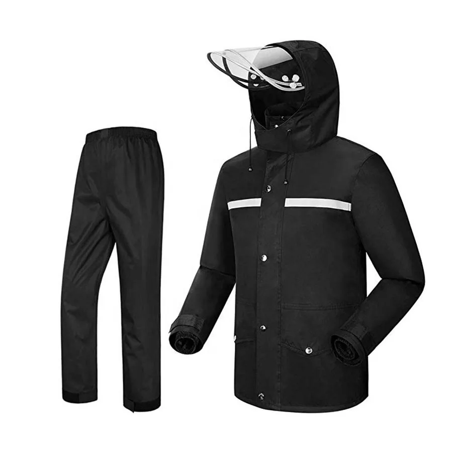 Motorcycle Rain Suit Men Reflective Motocross Waterproof Rain Gear Jacket Coat with Pant for Adult Cycling Riding