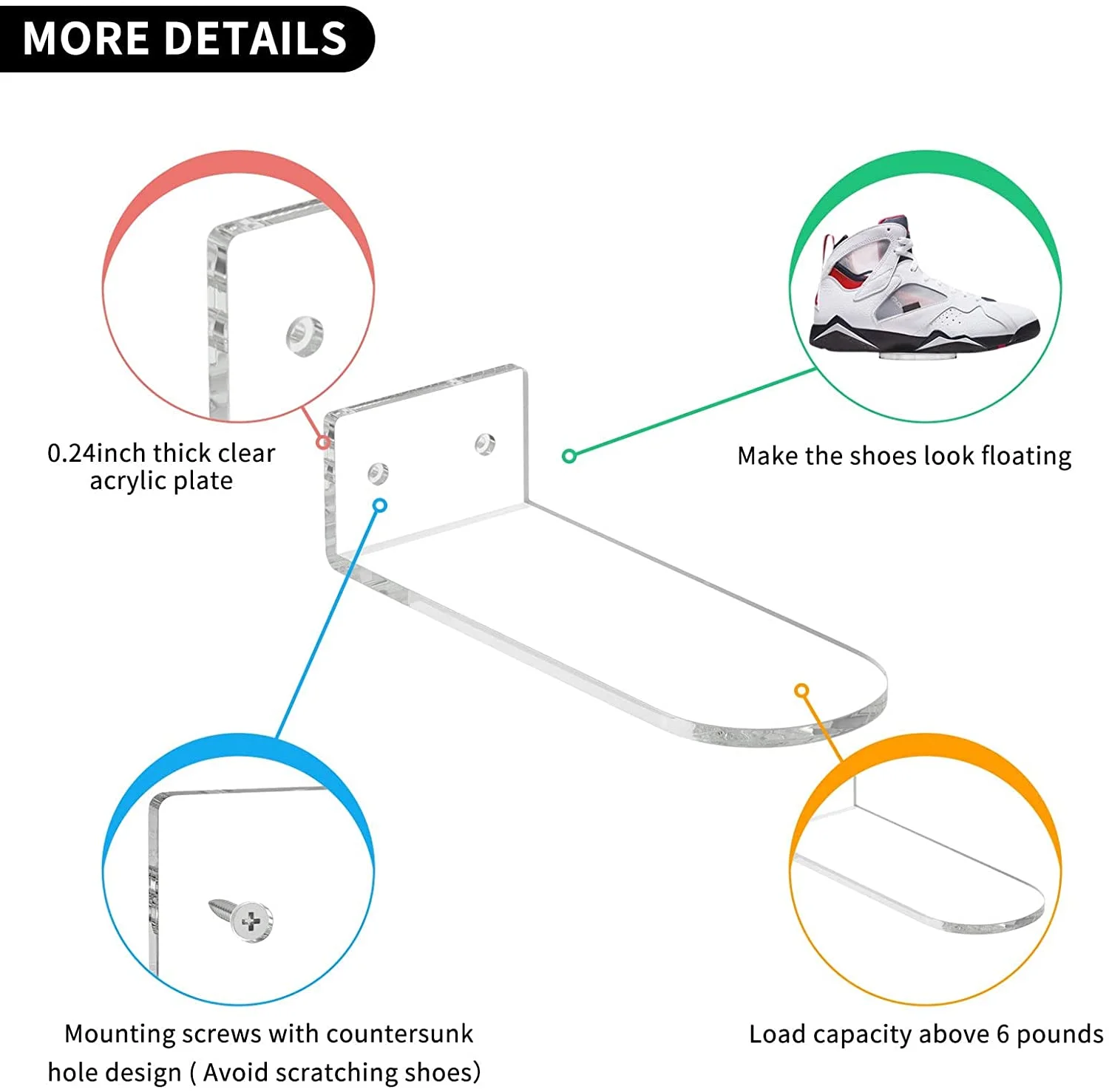 Acrylic Floating Shoe Display Shelves,  Shoe Display Shelf for Wall,  Sneaker Shelves Wall Mounted to Display Collectible Shoes