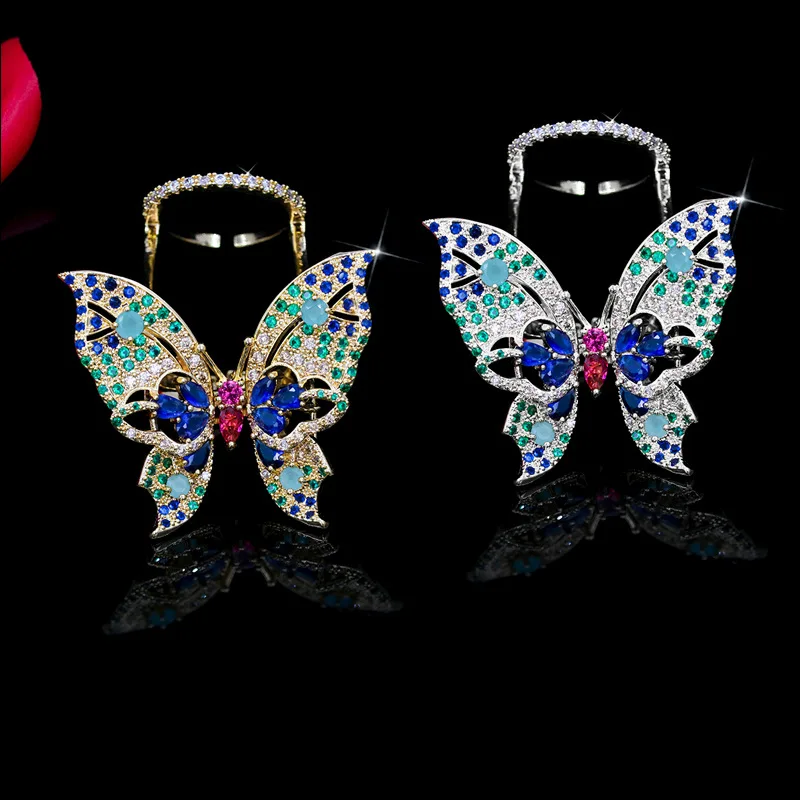 Trendy colorful lab grown Diamond encrusted active Butterflies flower shape Lovely high quality party rings for girls