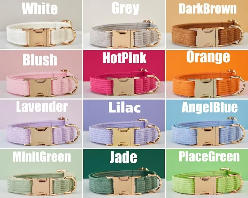 Wholesale Personalized Premium Durable Corduroy Dog Collar Metal Buckle Dog Luminous Collar for Dogs