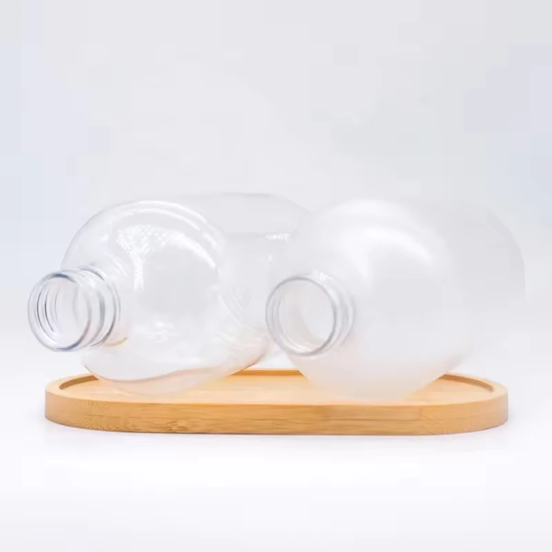 500ml clear frost round PET plastic  shampoo bottle  packing clear bottles  with bamboo pump