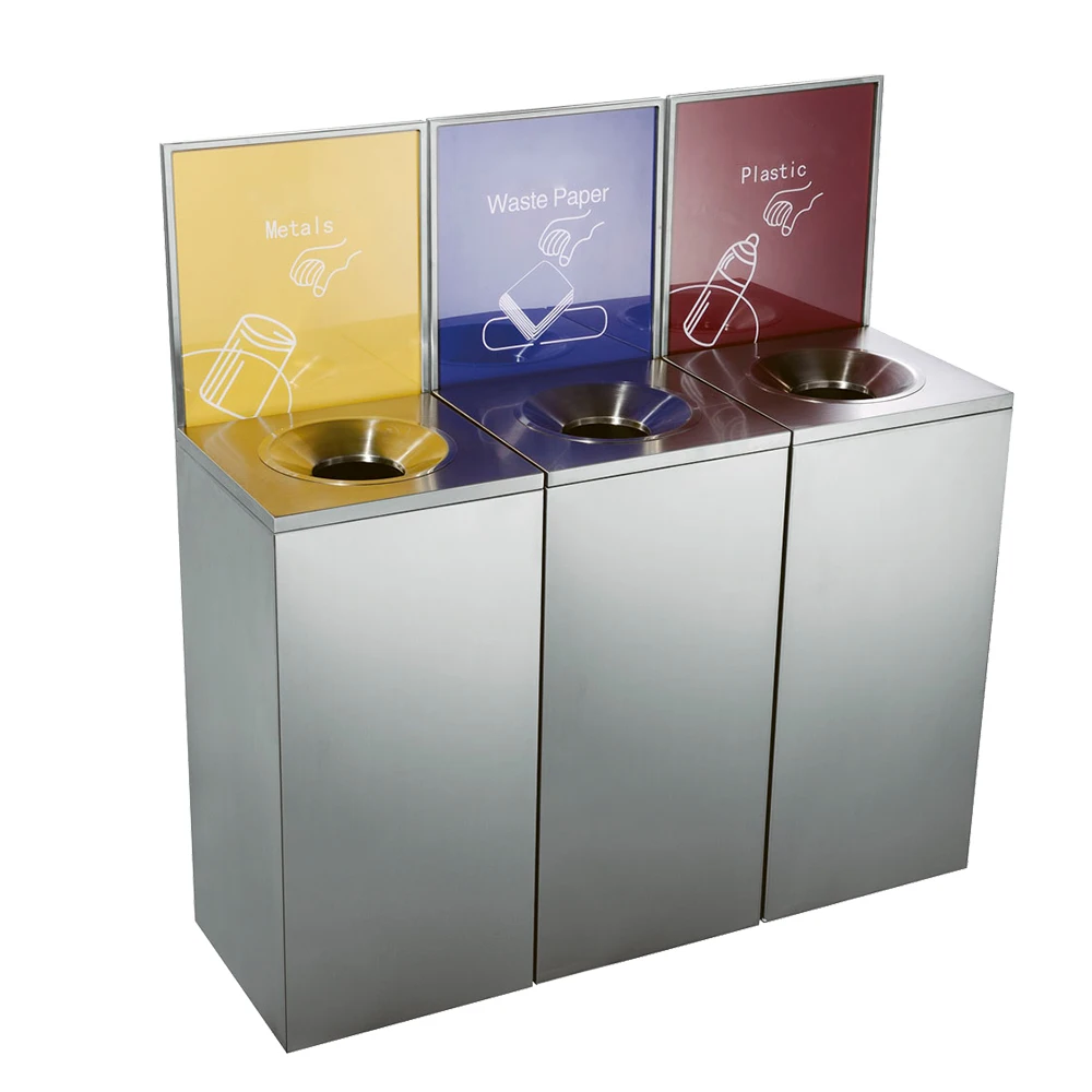 Advertising Bin Metal Stainless Steel MAX-HB62A Indoor Can Storage Bucket Recycling Open Top Pressing TYPE Rectangular Stocked