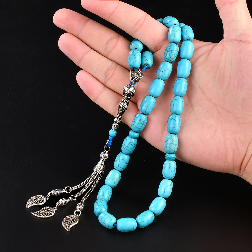 YS319 Tasbih tasbeeh masbaha Ramadan Eid gift Muslim 10MM Turquoise Stone Islamic Tasbih