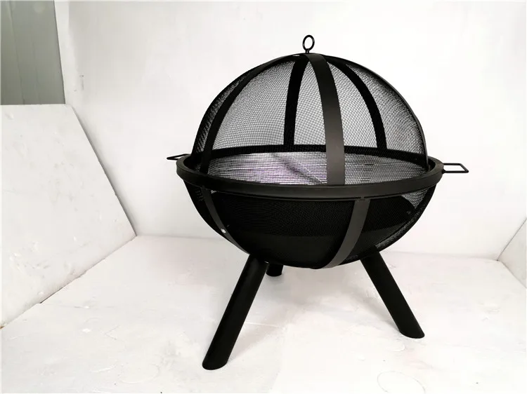 24Inch Ball Shaped Flaming Wood Burning Steelmetal gas Firepit Stand Modern Outdoor Steel