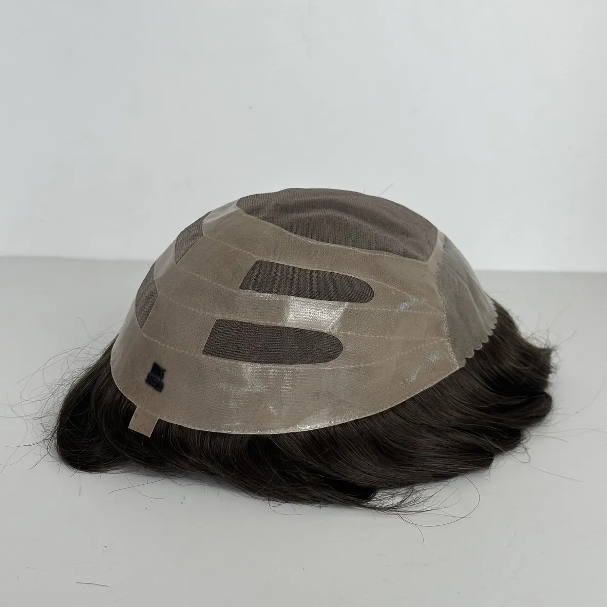 High Density 130% Knots Remy Hair New Arrival Fine Mono Top Hair Patch for Men Mono And PU with Gauze Man Wig Toupee