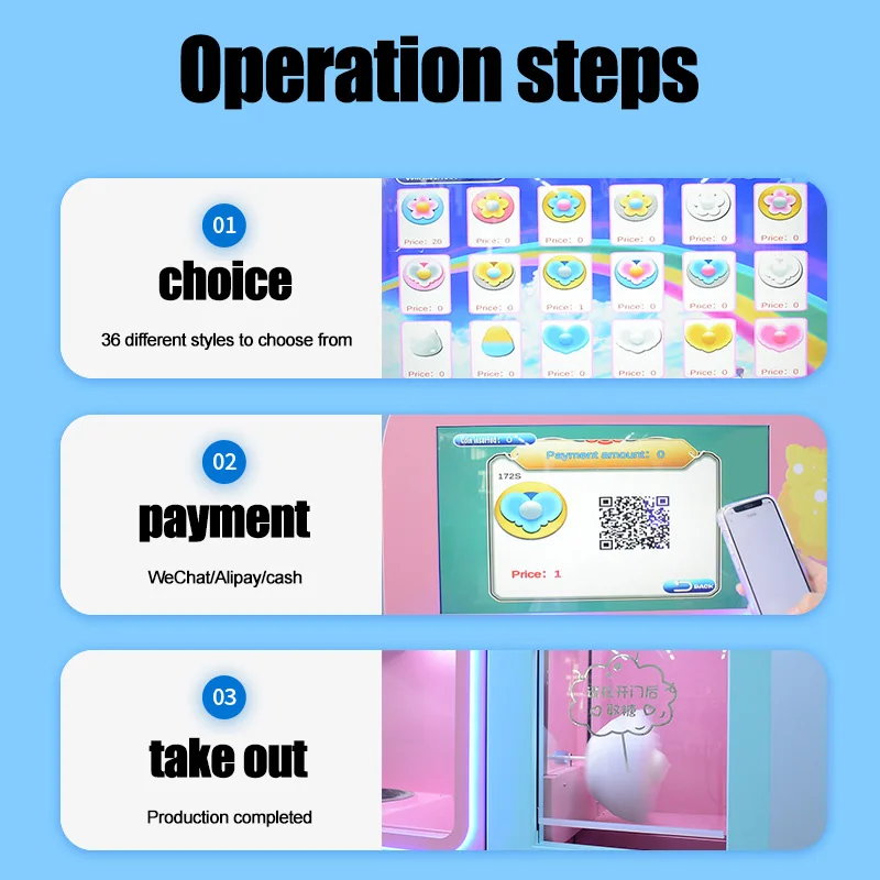 Commercial Factory Automatic Cotton Candy Vending Machine Cotton Candy Robot Making Machine With Sugar