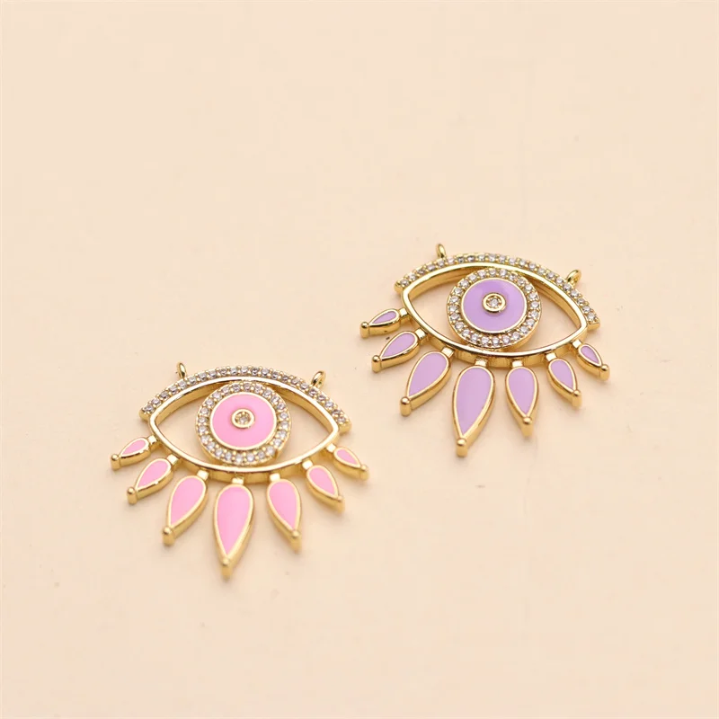 Fashion Bohemia Style Eye Enamel Pendant Brass Gold Plated Necklace Jewelry For Women Girls Children